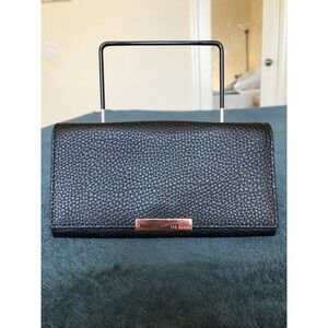 Ted Baker London black leather wallet on chain (missing chain), rose gold